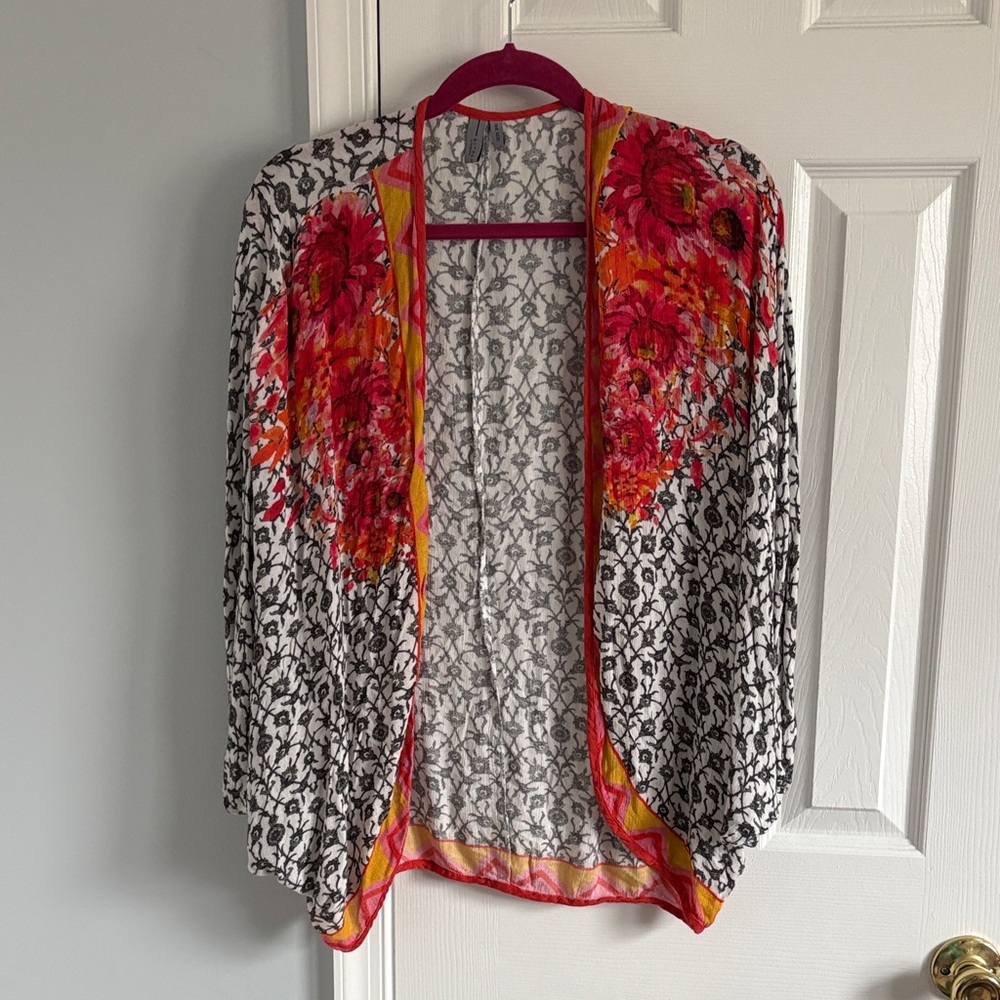 Anthropologie Bl^nk London Kellen Cocoon Kimono One Size Floral Print Viscose